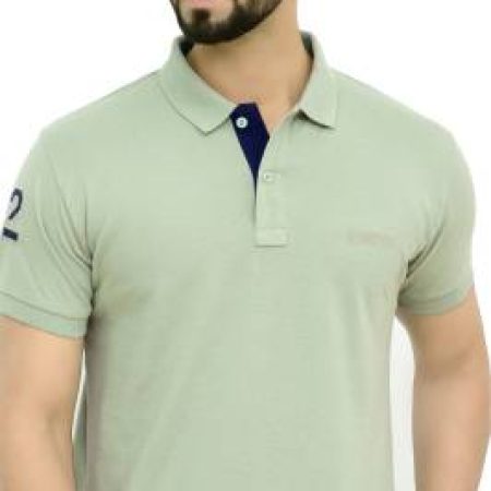 3BROS Solid Men Polo Neck Green T-Shirt