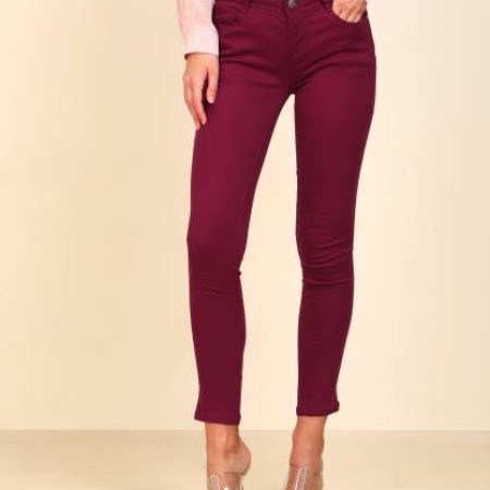 AND Slim Women Maroon Jeans