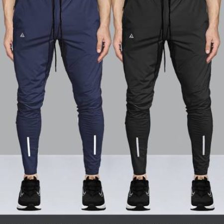 AVOLT Solid, Printed Men Black, Blue Track Pants