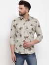 HANUMNTRA Men Printed Casual Grey Shirt