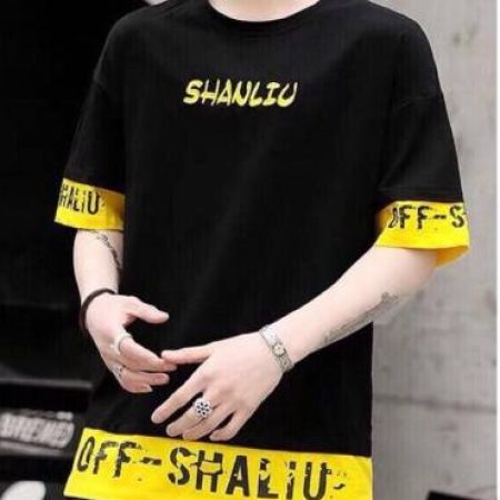 NB NICKY BOY Self Design Men Round Neck Black T-Shirt