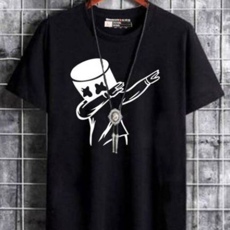 Smartees Printed Men Round Neck Black T-Shirt