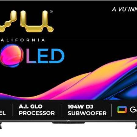 Vu GloLED 139 cm (55 inch) Ultra HD (4K) LED Smart Google TV with DJ Subwoofer 104W