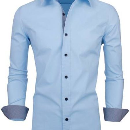 ZOMBOM Men Solid Casual Light Blue Shirt